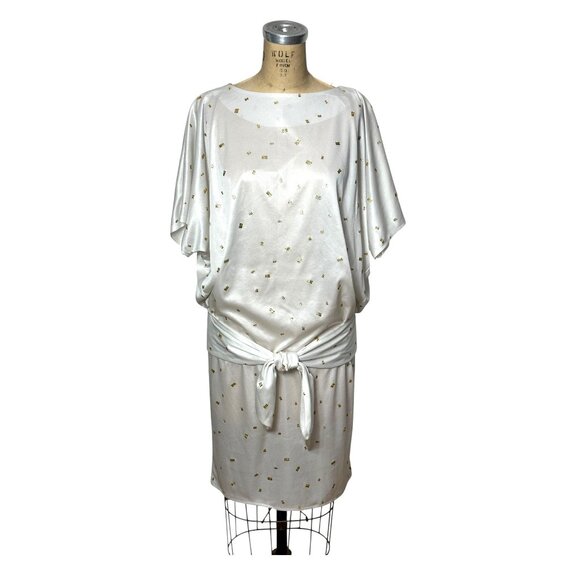 Diamond's Run Dresses & Skirts - 1980s dress with gold glitter and drop waist with sash by Diamond's Run Size L
